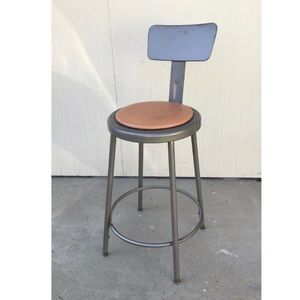 Metal Stool with Leather Seat Cushion #06